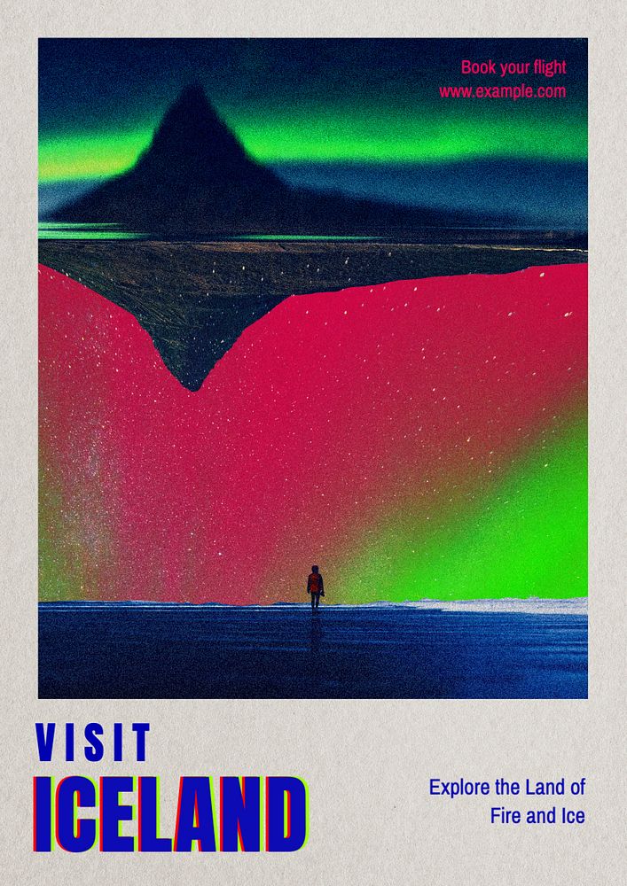 Visit Iceland poster template and design