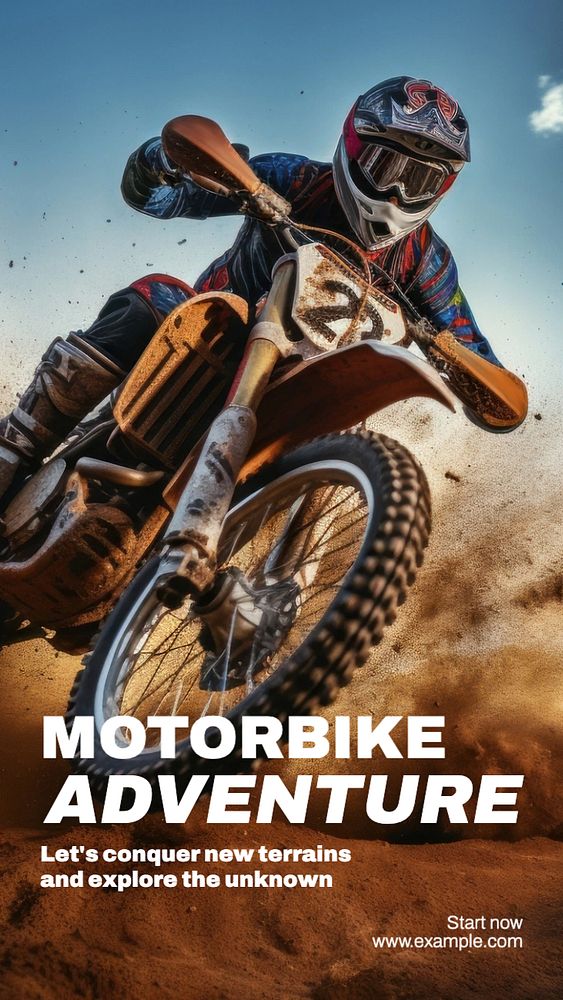 Motorbike adventure Instagram story template, editable text