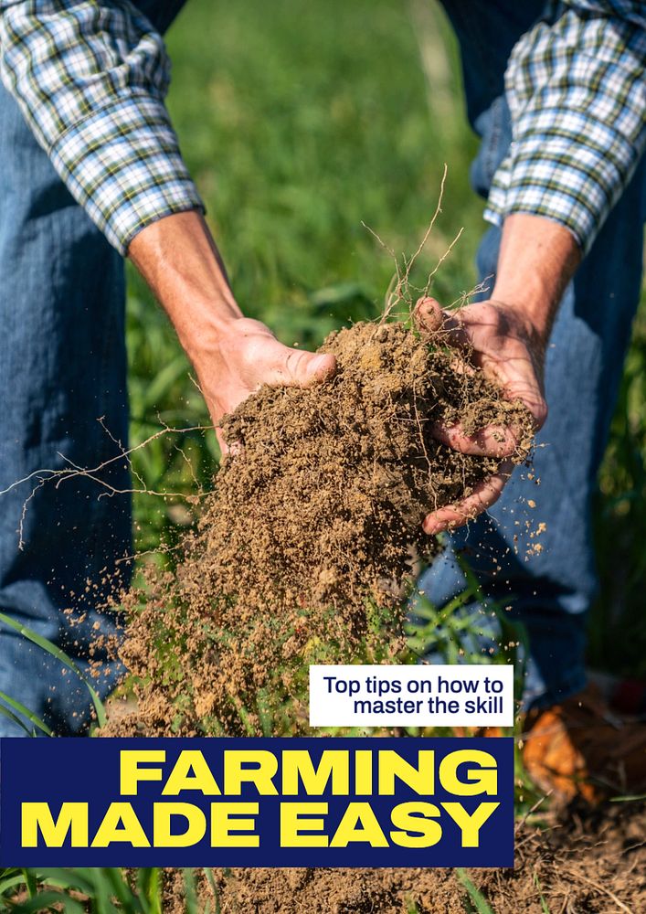 Farming made easy poster template, editable text and design