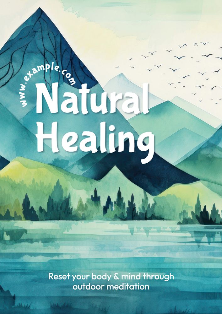 Natural healing poster template, editable text and design