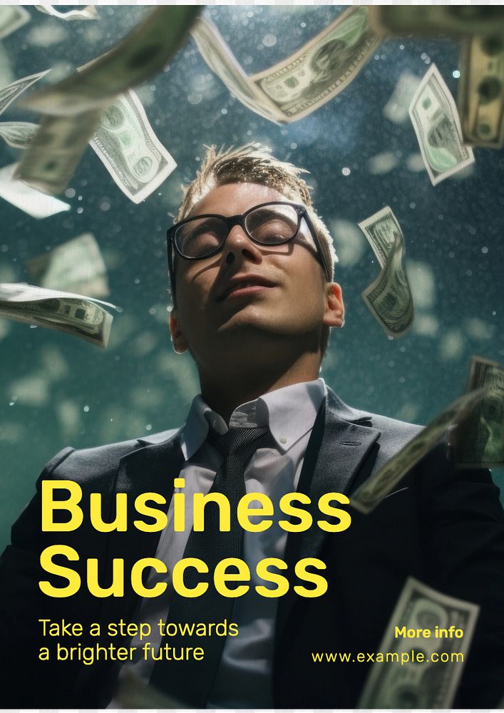 Business success poster template, editable text and design