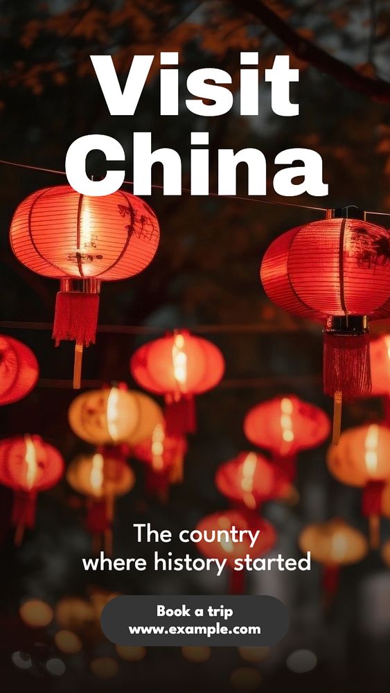 Visit China Instagram story template, editable text