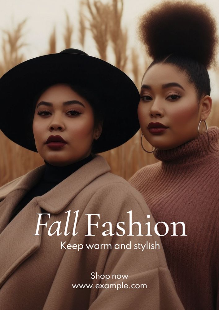 Fall fashion poster template, editable text and design