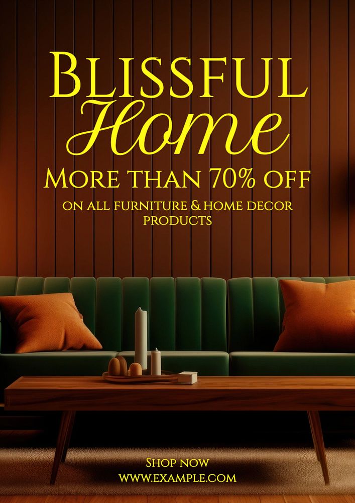 Blissful home poster template, editable text and design