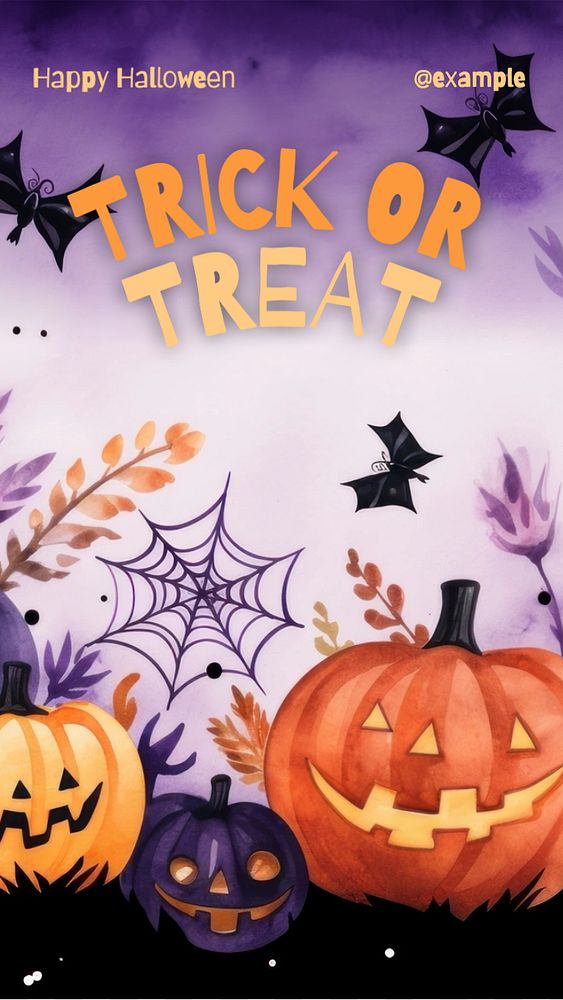 Trick or treat Instagram story template, editable text