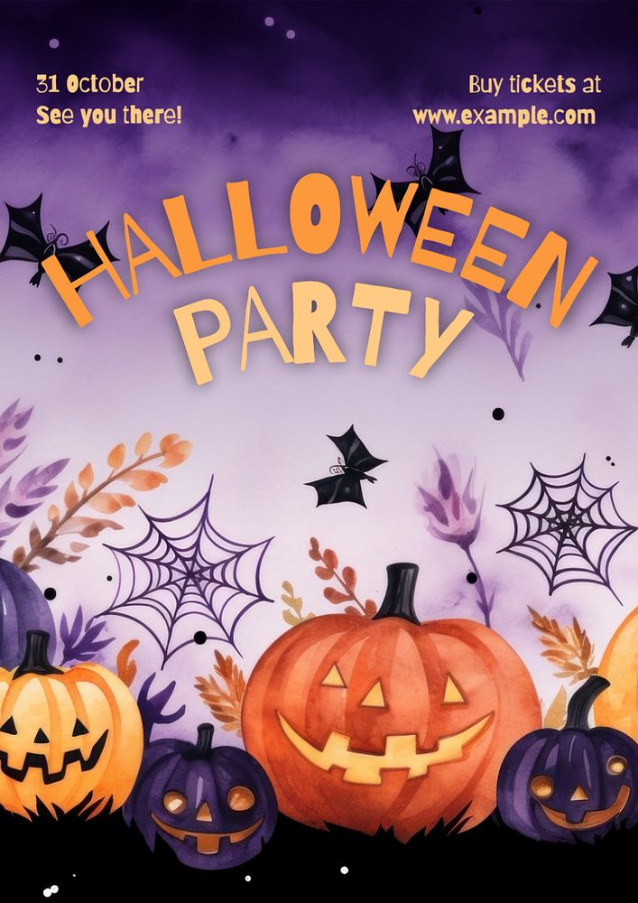 Halloween party poster template, editable text and design