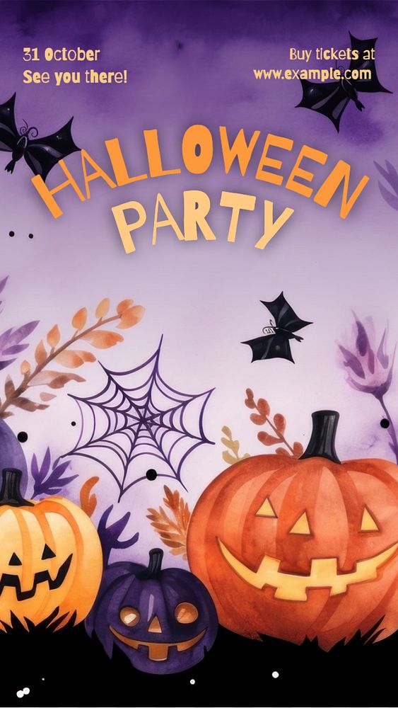 Halloween party Instagram story template, editable text