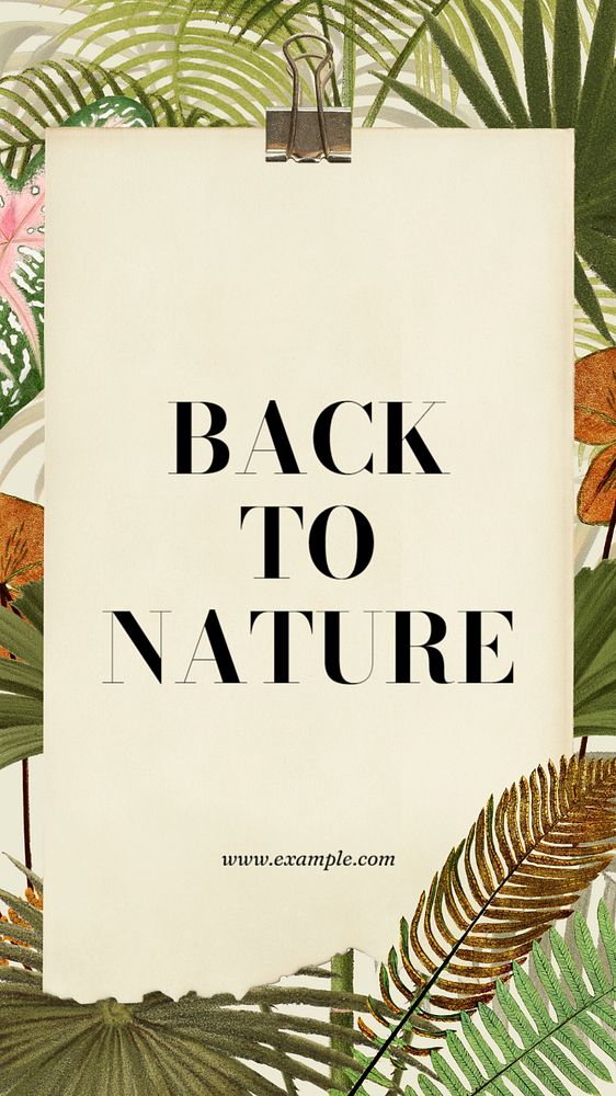 Back to nature Instagram story template, editable text