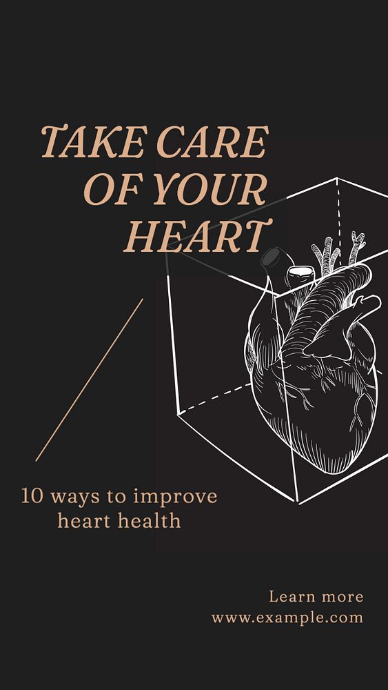 Heart health Instagram story template, editable text