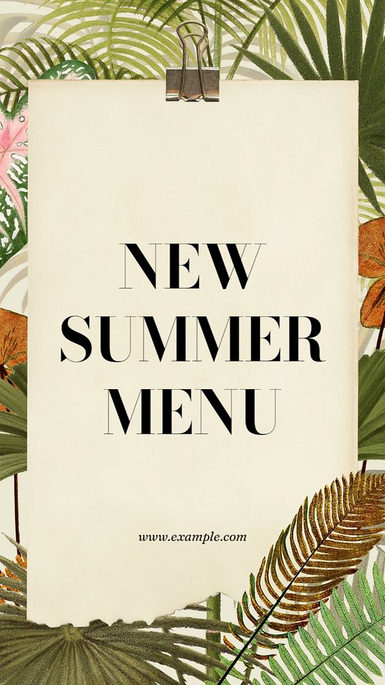 New summer menu Instagram story template, editable text