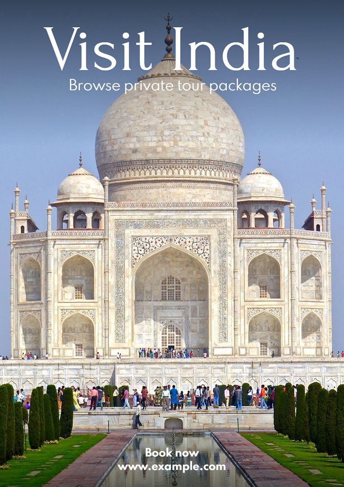 Visit India poster template, editable text and design