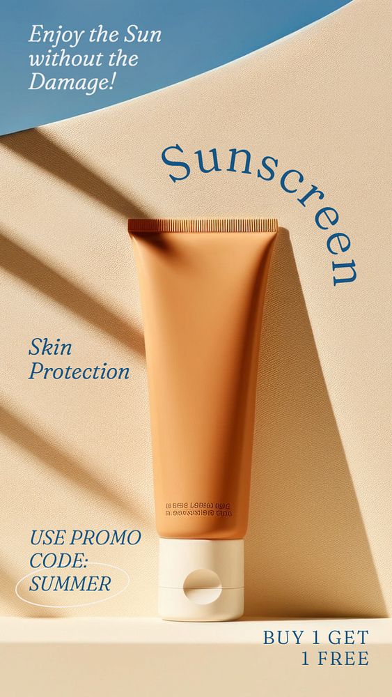 Sunscreen advertisement Instagram story template, editable text