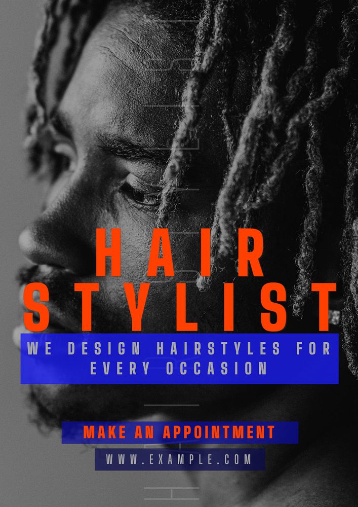 Hair stylist poster template, editable text and design