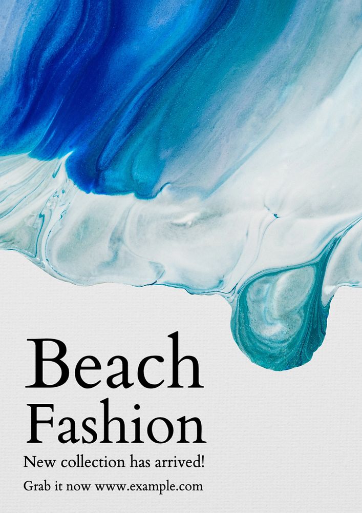 Beach fashion poster template, editable text and design