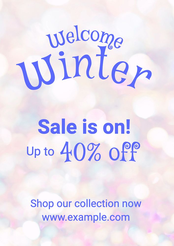 Welcome winter sale poster template, editable text and design