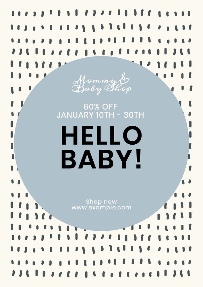 Hello baby poster template, editable text and design