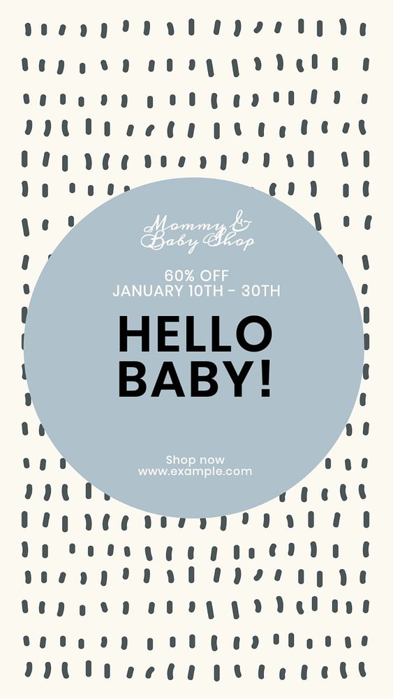 Hello baby Instagram story template, editable text