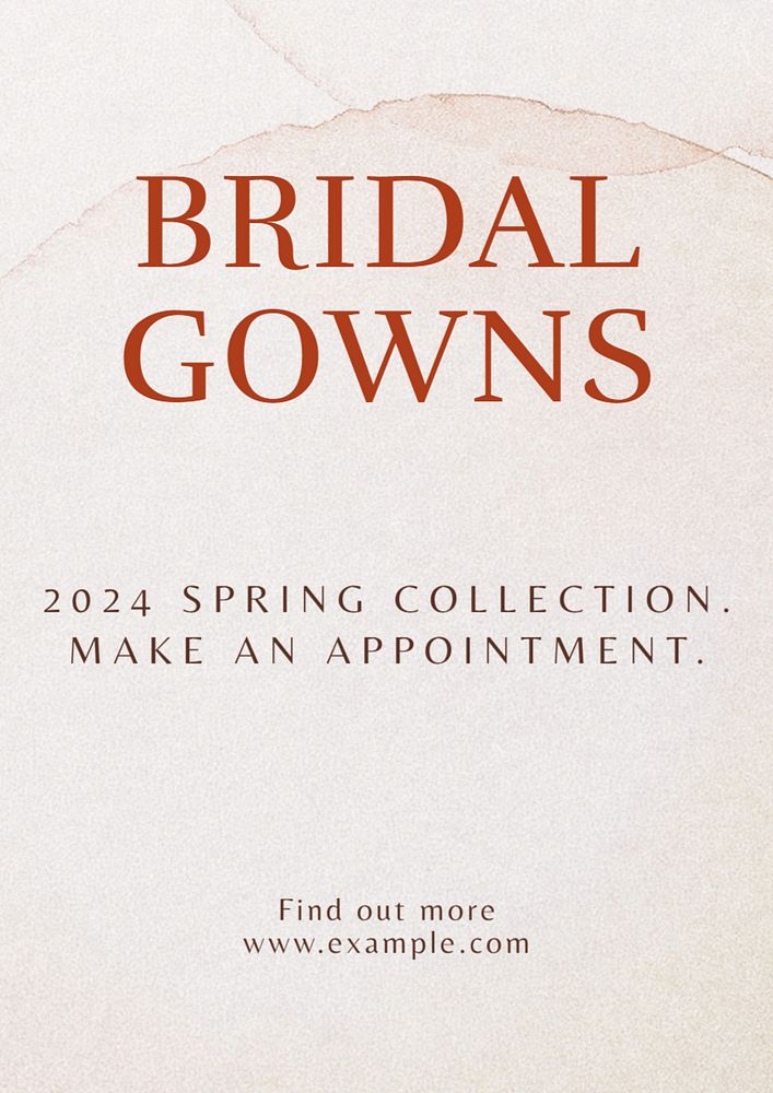 Bridal gowns poster template, editable text and design