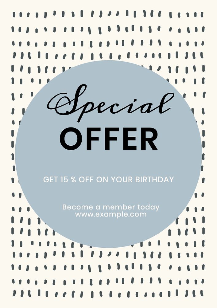 Birthday promotion poster template, editable text and design