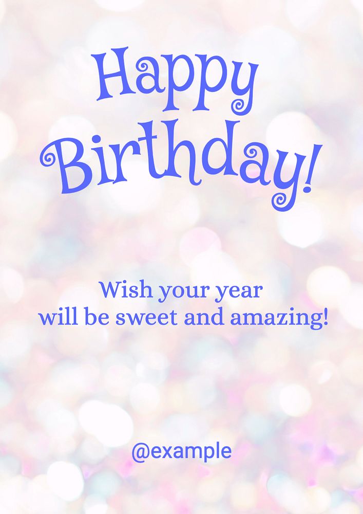 Happy Birthday poster template, editable text and design