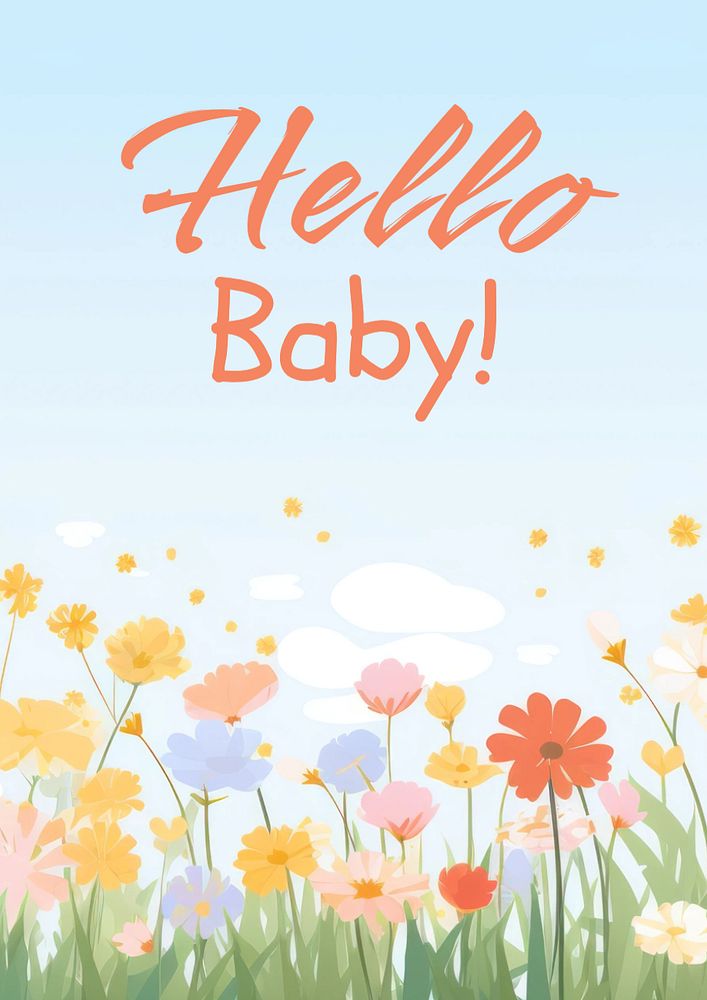 Hello baby poster template, editable text and design