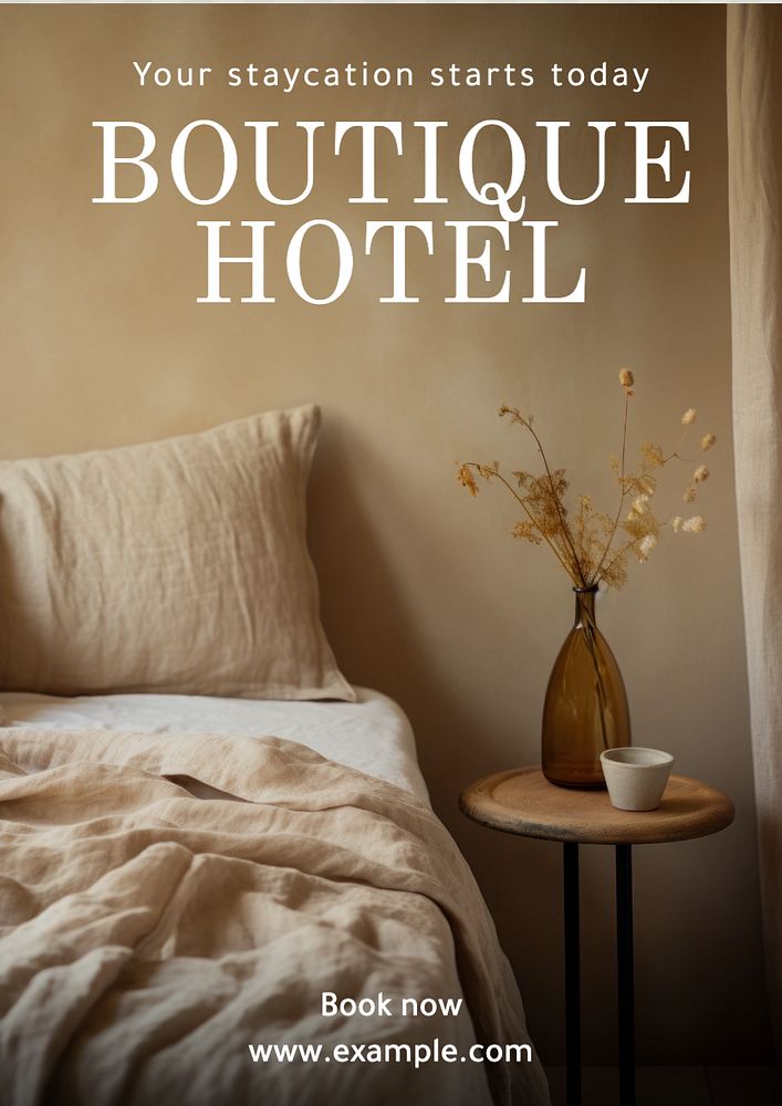 Boutique hotel poster template, editable text and design