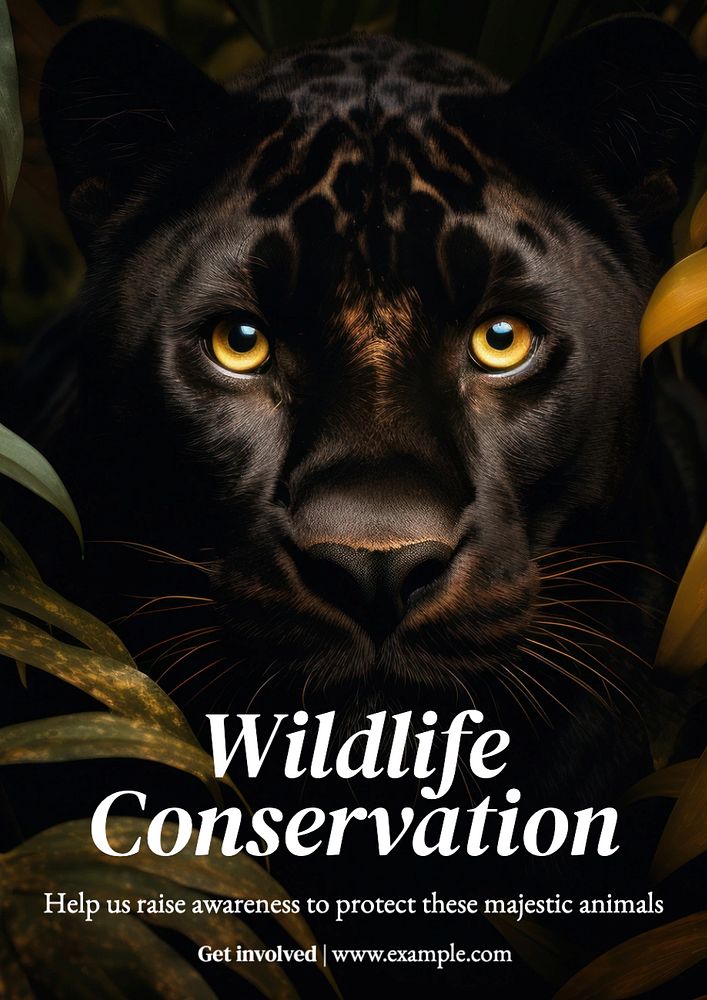 Tiger conservation poster template, editable text and design