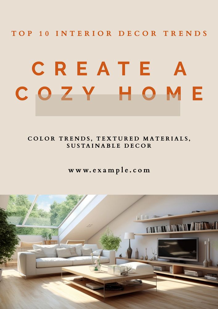 Cozy home poster template, editable text and design