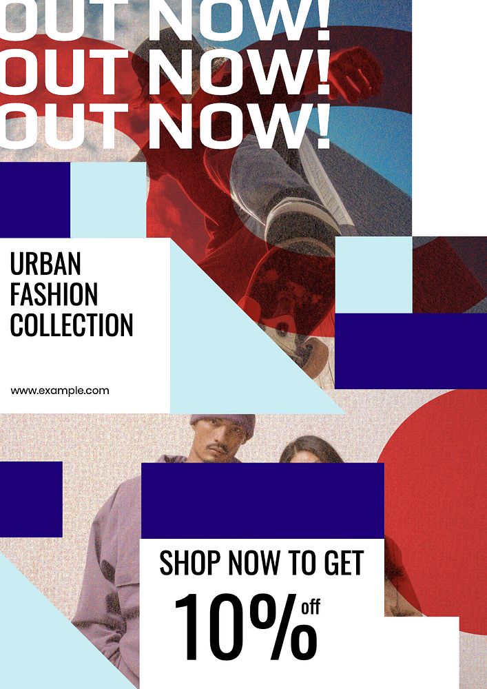 Urban fashion collection poster template, editable text and design