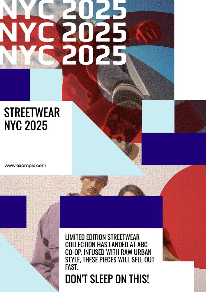 Streetwear poster template, editable text and design