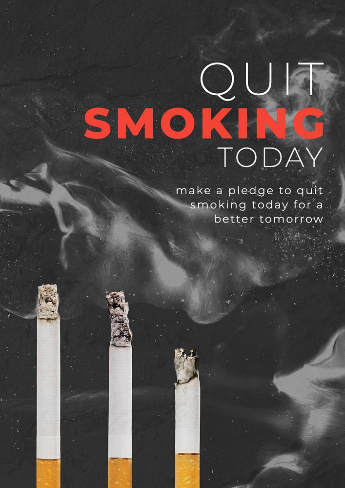 Quit smoking poster template, editable text and design