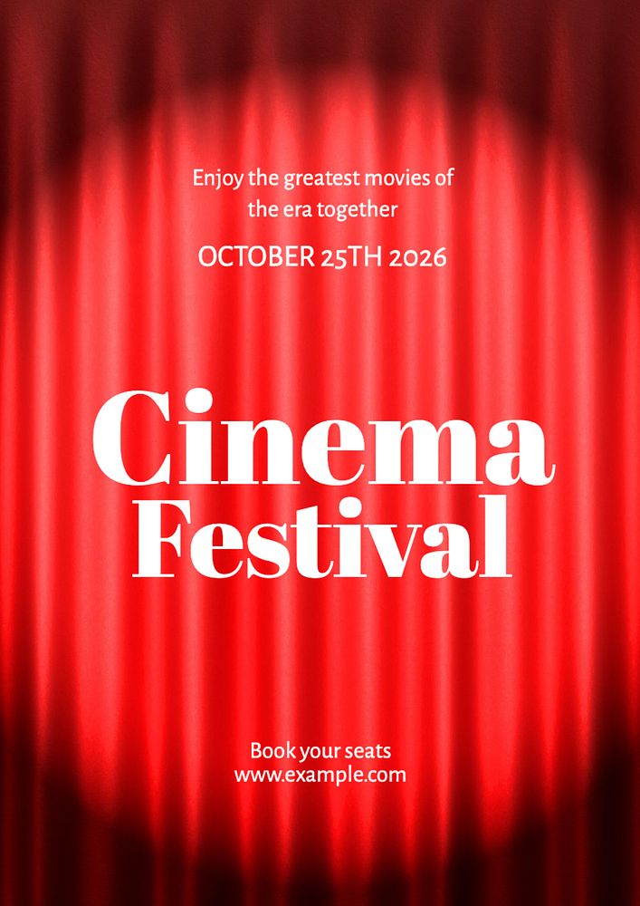 Cinema festival poster template, editable text and design