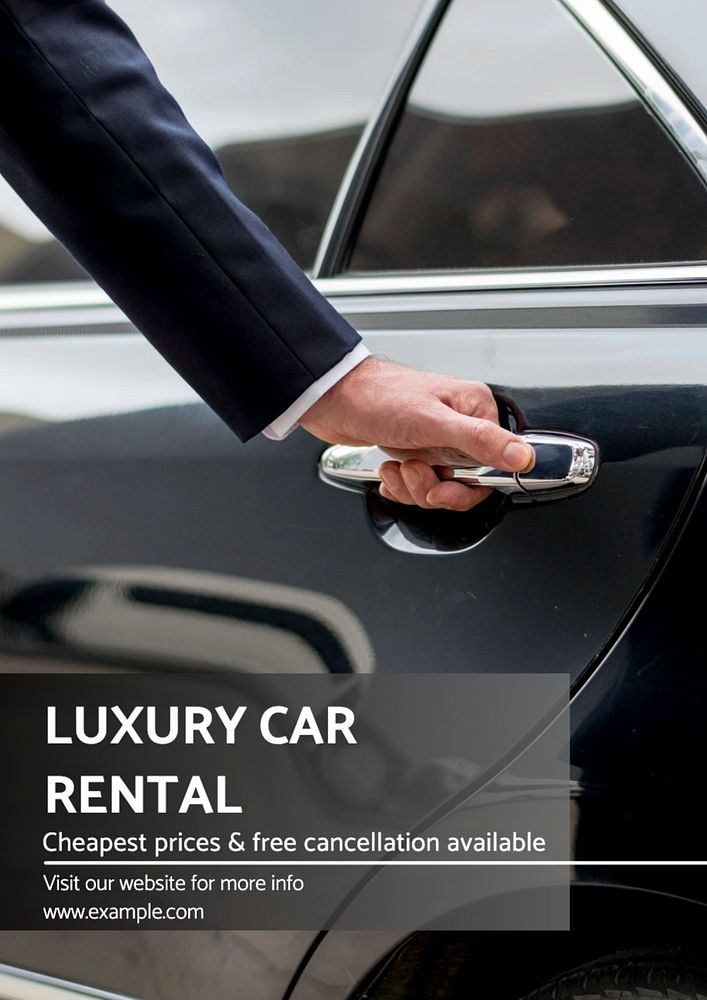 Luxury car rental poster template, editable text and design