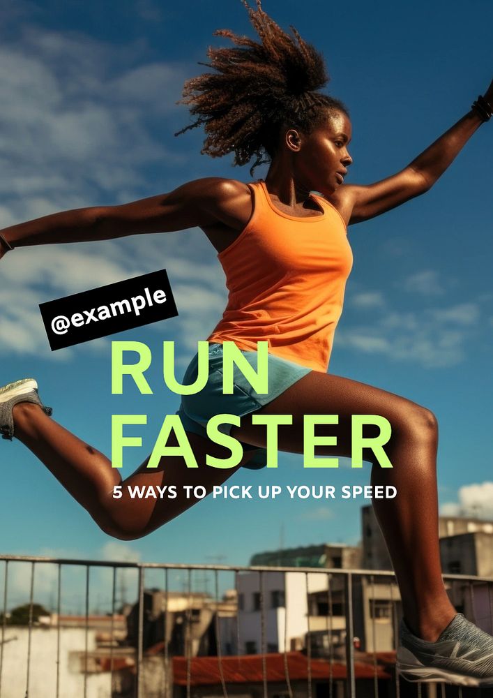 Run faster  poster template, editable text and design