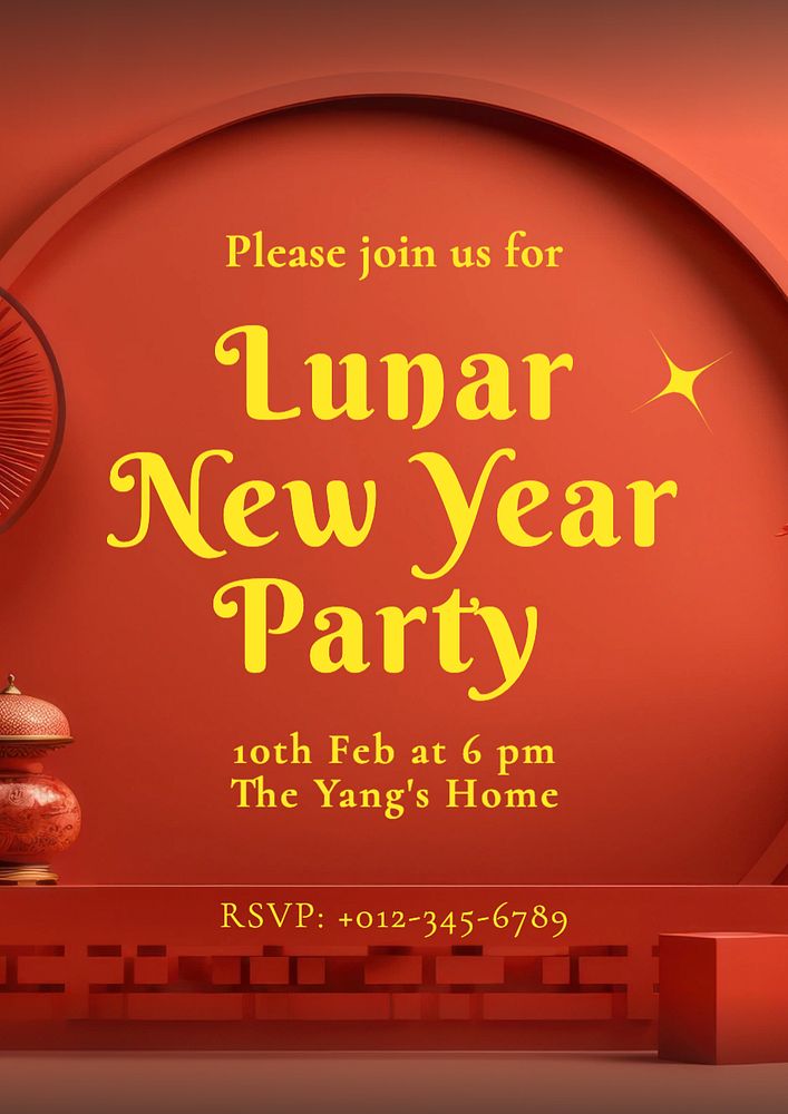 Lunar New Year poster template, editable text and design