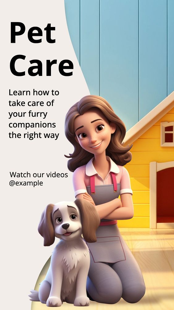 Pet care tutorials Instagram story template, editable text