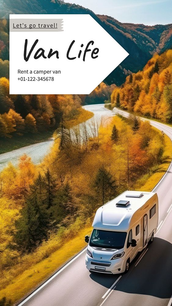 Van life Instagram story template, editable text