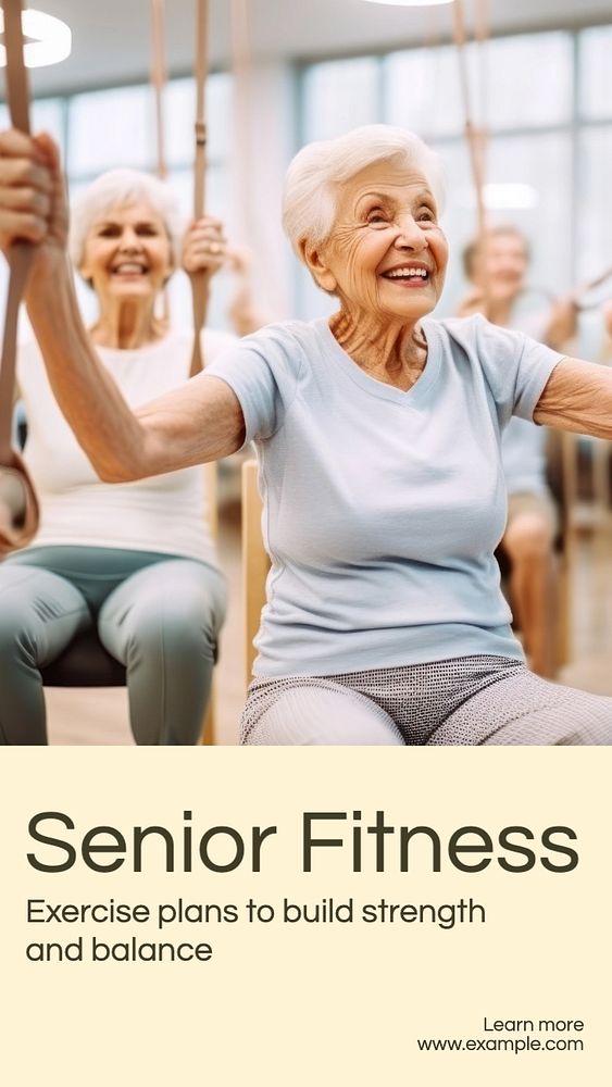 Senior fitness Instagram story template, editable text