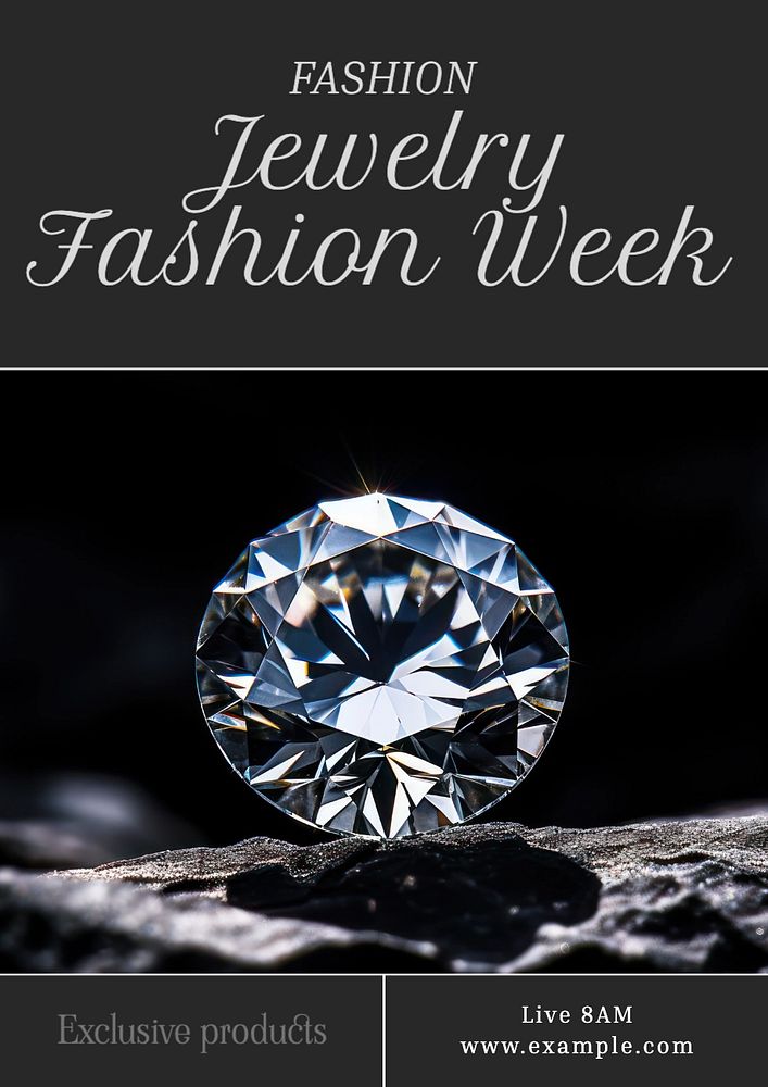 Jewelry fashion week poster template, editable text and design