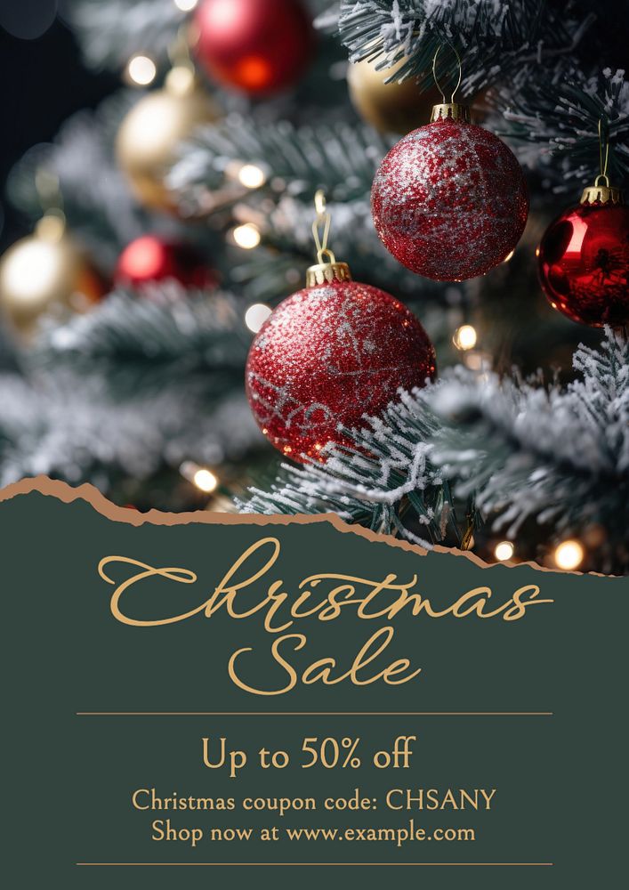 Christmas sale poster template, editable text and design