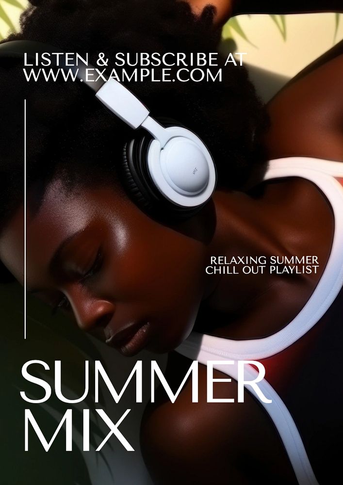 Summer mix playlist poster template, editable text and design