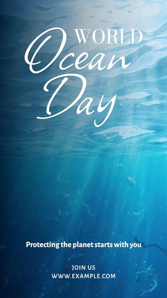 World ocean day Instagram story template, editable text