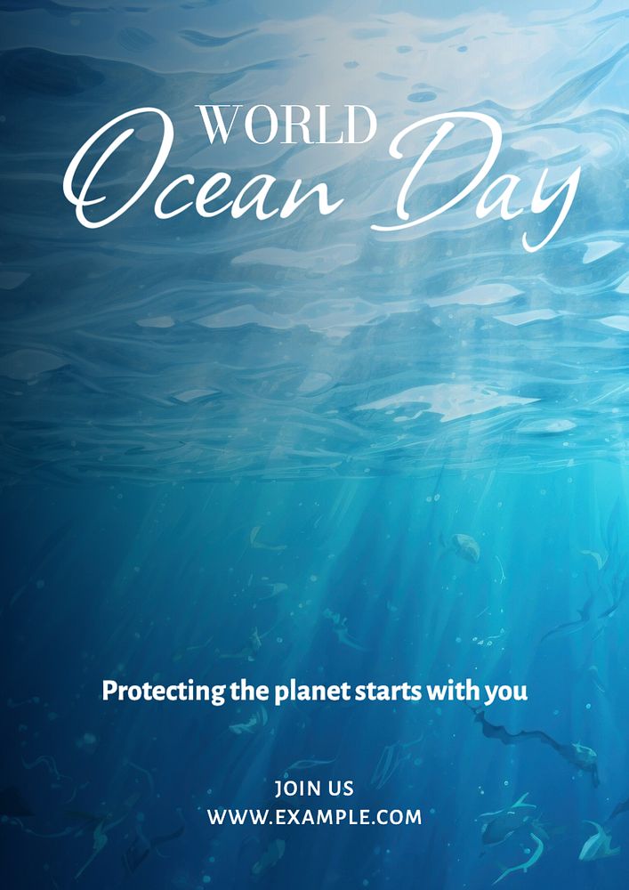 World ocean day poster template, editable text and design