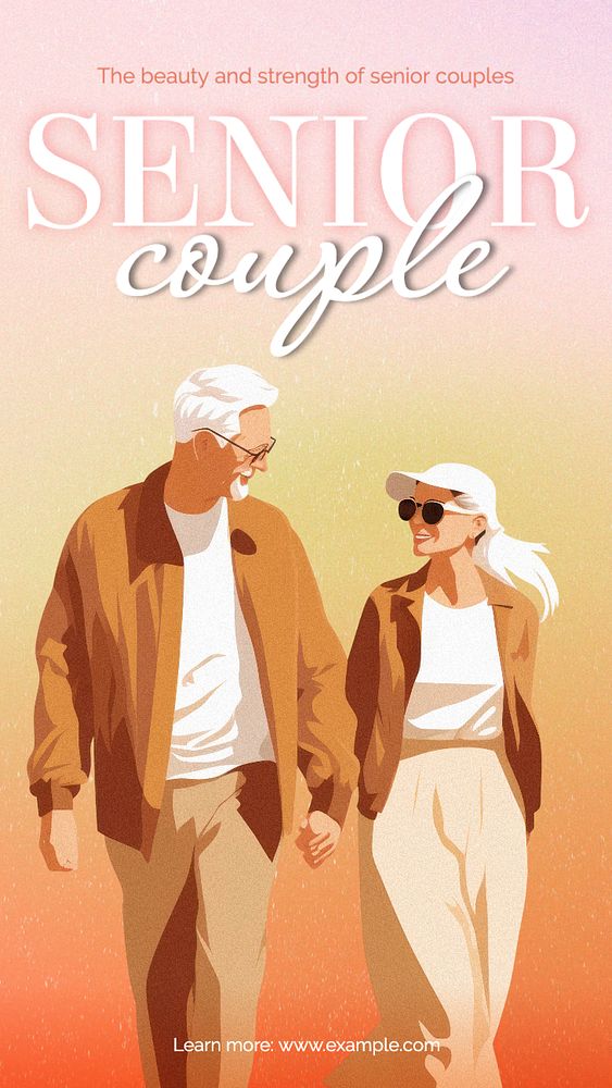 Senior couple Instagram story template, editable text