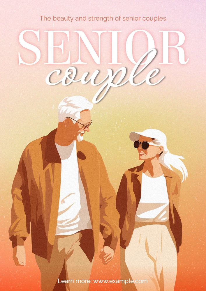 Senior couple poster template, editable text and design