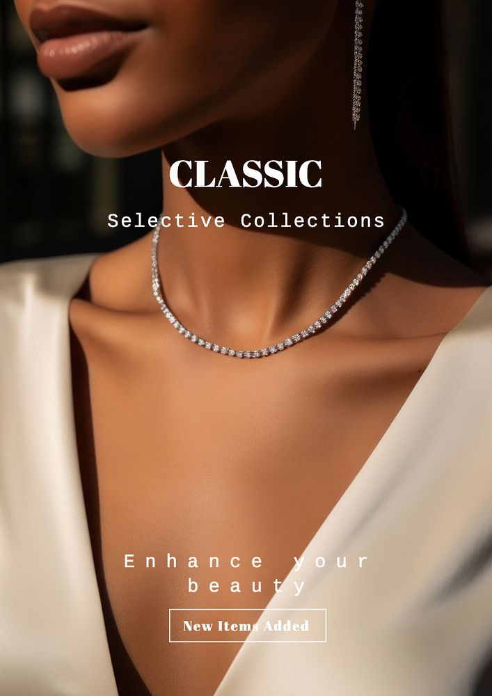 Jewelry collection poster template, editable text and design