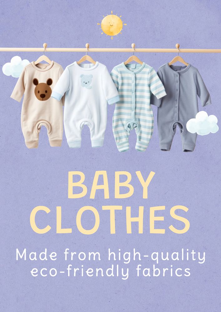 Baby clothes poster template, editable text and design