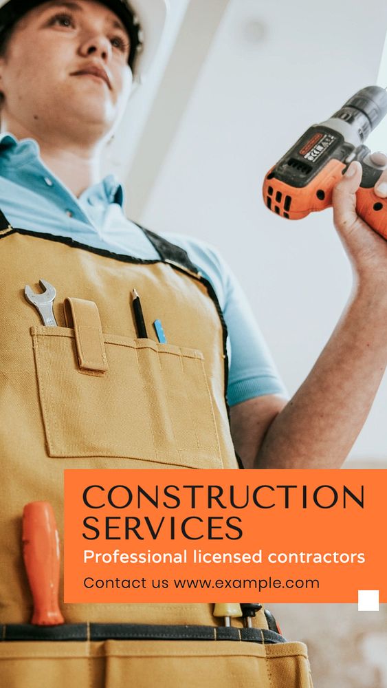 Construction services Facebook story template, editable design