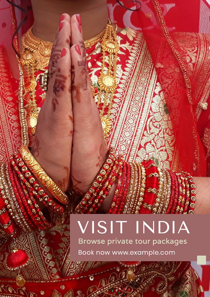 Visit India poster template, editable text and design