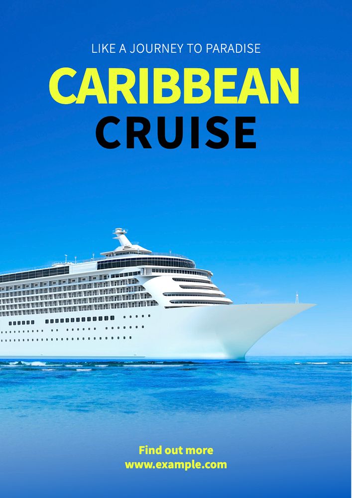 Caribbean cruise poster template, editable text and design